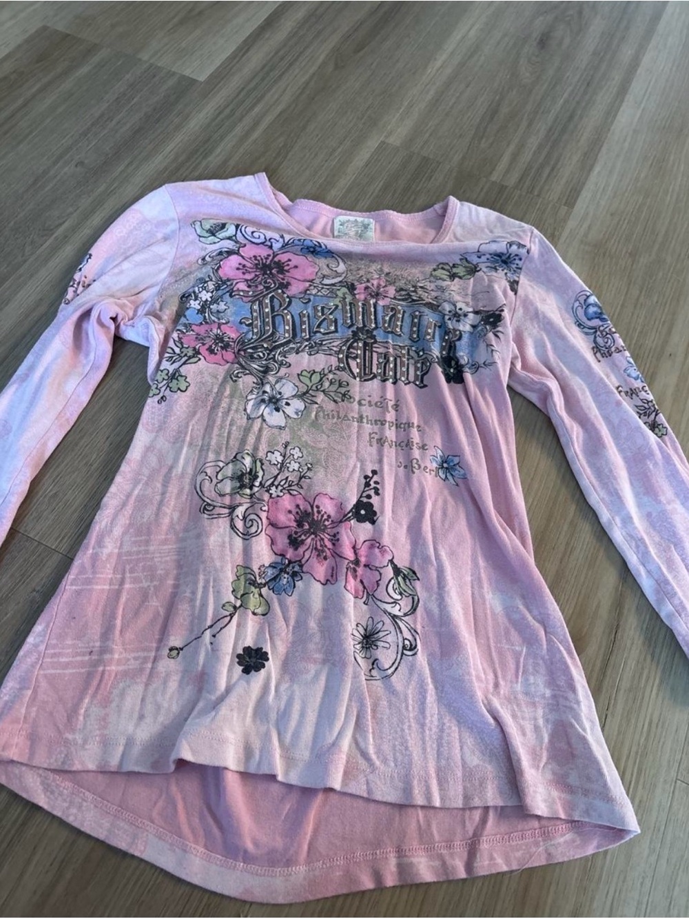 Skinny Minnie Pink Floral Graphic Long-Sleeve Tee